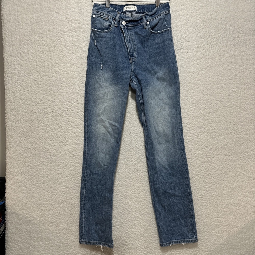 Abercrombie & Fitch The '90s Straight Ultra High Rise Jeans Criss Cross Sz 26/2r